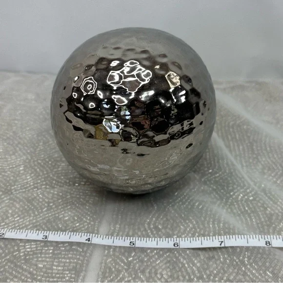Silver Hammered Decorative Sphere - Picture 2 of 5